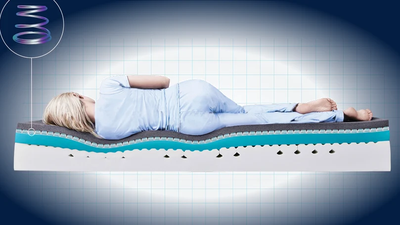 An image of simba hybrid mattress' body alignment illustration.