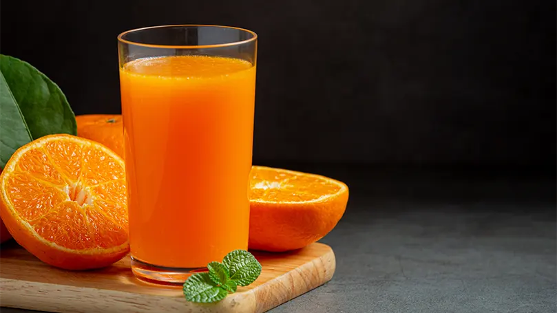 An image of a glass of orange juice.