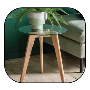 Uma imagem de produto de Brea Round Side Table Glass da Dunelm.