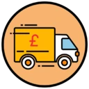 An icon depicting delivery that isn't free or takes longer