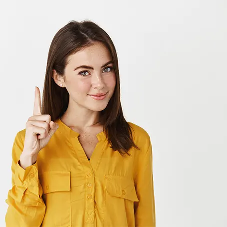 A woman pointing a finger