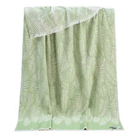 Light Green Fern Pure Cotton Throw