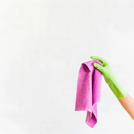 An image of a person holding a cloth.