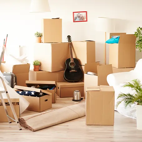 An image of a room full of moving boxes.