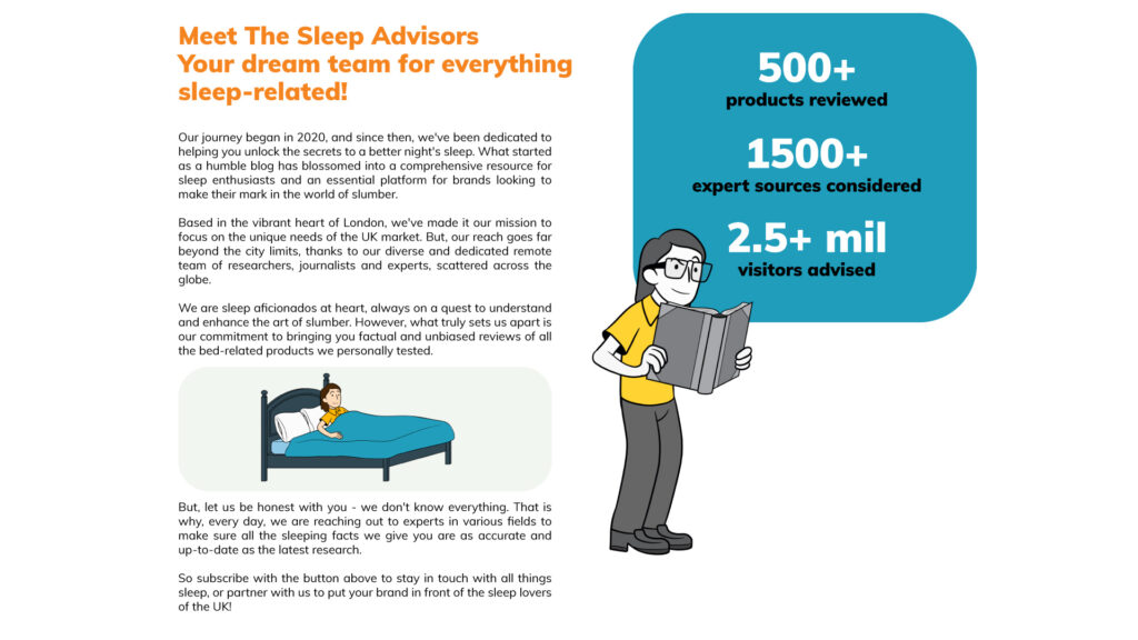 uma infografia que apresenta mais informações sobre The Sleep Advisors